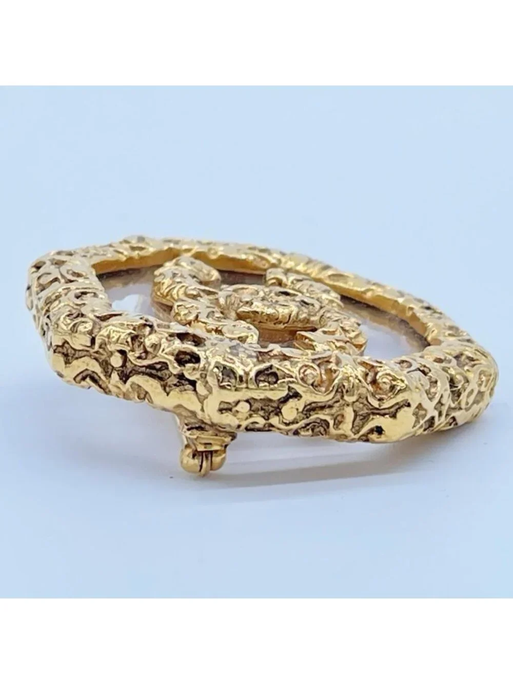 Chanel Brooch CC Logo Lava Gold